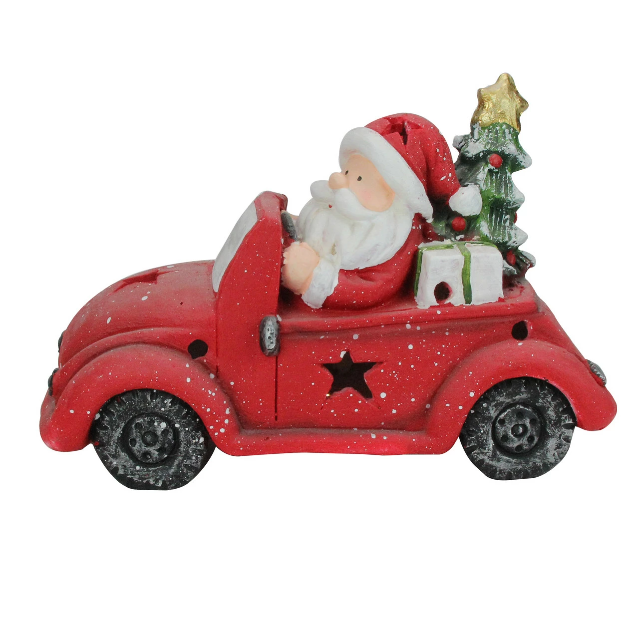 Northlight 15" Red And White Santa Claus Driving Vintage Beetle Christmas Tree Table Top Decoration - Image 2