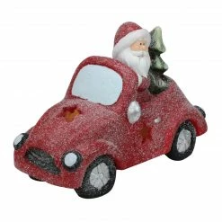 Northlight 14" Red LED Lighted Magnesia Glitter Car With Santa Claus Christmas Tabletop Decor