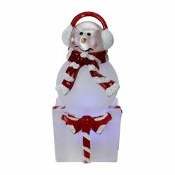 Northlight 3.75" LED Lighted Color Changing Snowman With Ear Muffs Christmas Table Top Decoration