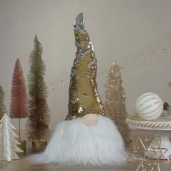 Alternative view of Northlight 25-Inch Gold, Silver, And White Weighted Christmas Gnome Decoration