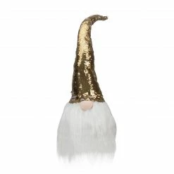 Northlight 25-Inch Gold, Silver, And White Weighted Christmas Gnome Decoration