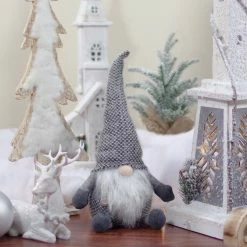 Alternative view of Northlight 14" Gray And White Sitting Tabletop Gnome Christmas Decoration