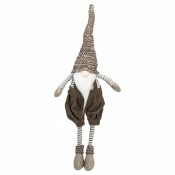 Northlight 23.5" Brown And White Sitting Tabletop Gnome Christmas Decoration