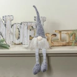 Alternative view of Northlight 18.5" Black, Beige, And Gray Plush Sitting Elf Tabletop Christmas Decoration