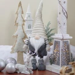 Alternative view of Northlight 25" White And Gray Standing Gnome Tabletop Christmas Decoration