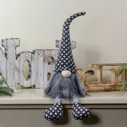 Alternative view of Northlight 18" Gray And Black Sitting Tabletop Gnome Christmas Decoration