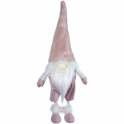 Northlight 20" White And Pink Bouncy Gnome Standing Figure Christmas Decoration