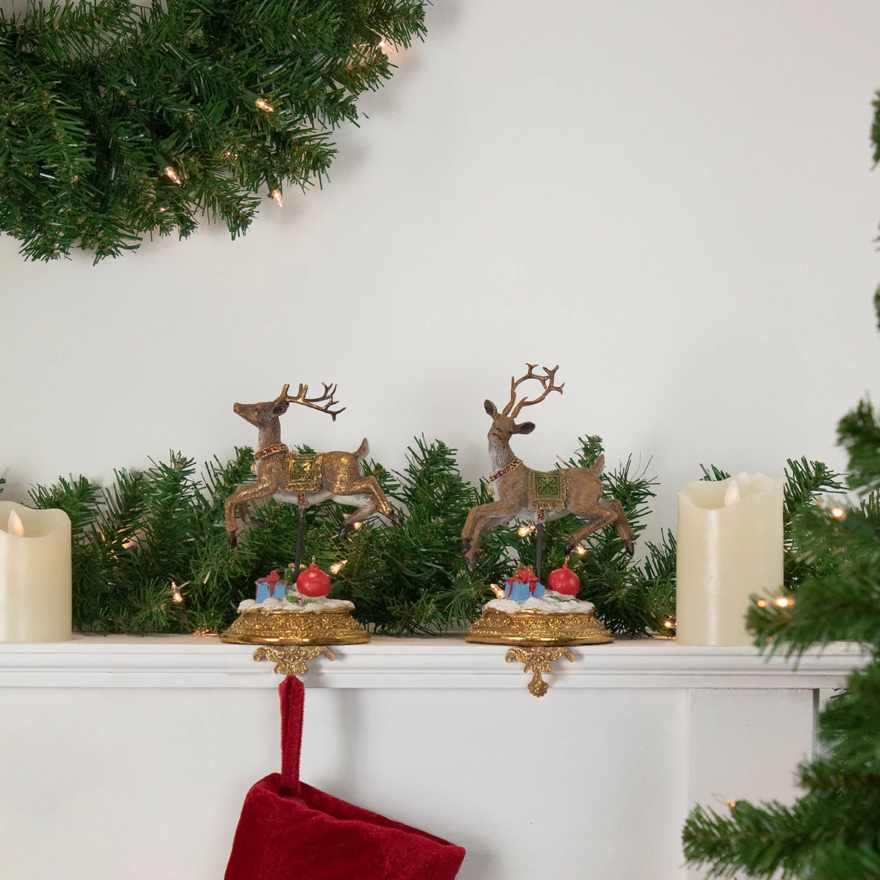Northlight Set Of 2 Glittered Reindeer Christmas Stocking Holders 9.5" 2 Northlight Set Of 2 Glittered Reindeer Christmas Stocking Holders 9.5" - Image 2