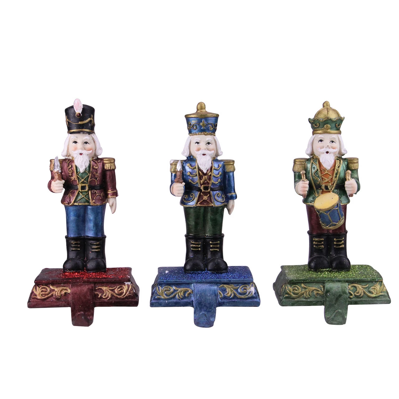 Northlight Set Of 3 Blue, Red And Green Glittered Nutcracker Stocking Holders 7.75" 1 Northlight Set Of 3 Blue, Red And Green Glittered Nutcracker Stocking Holders 7.75"