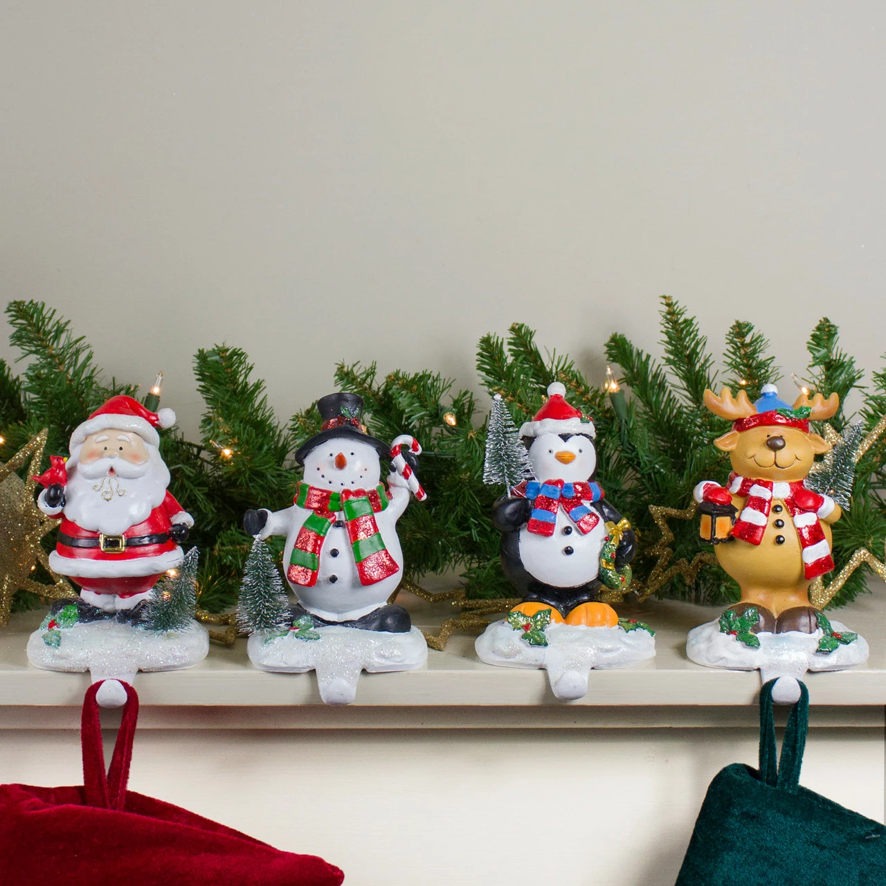 Northlight Set Of 4 Santa, Snowman, Penguin And Reindeer Christmas Stocking Holders 5.75" 2 Northlight Set Of 4 Santa, Snowman, Penguin And Reindeer Christmas Stocking Holders 5.75" - Image 2