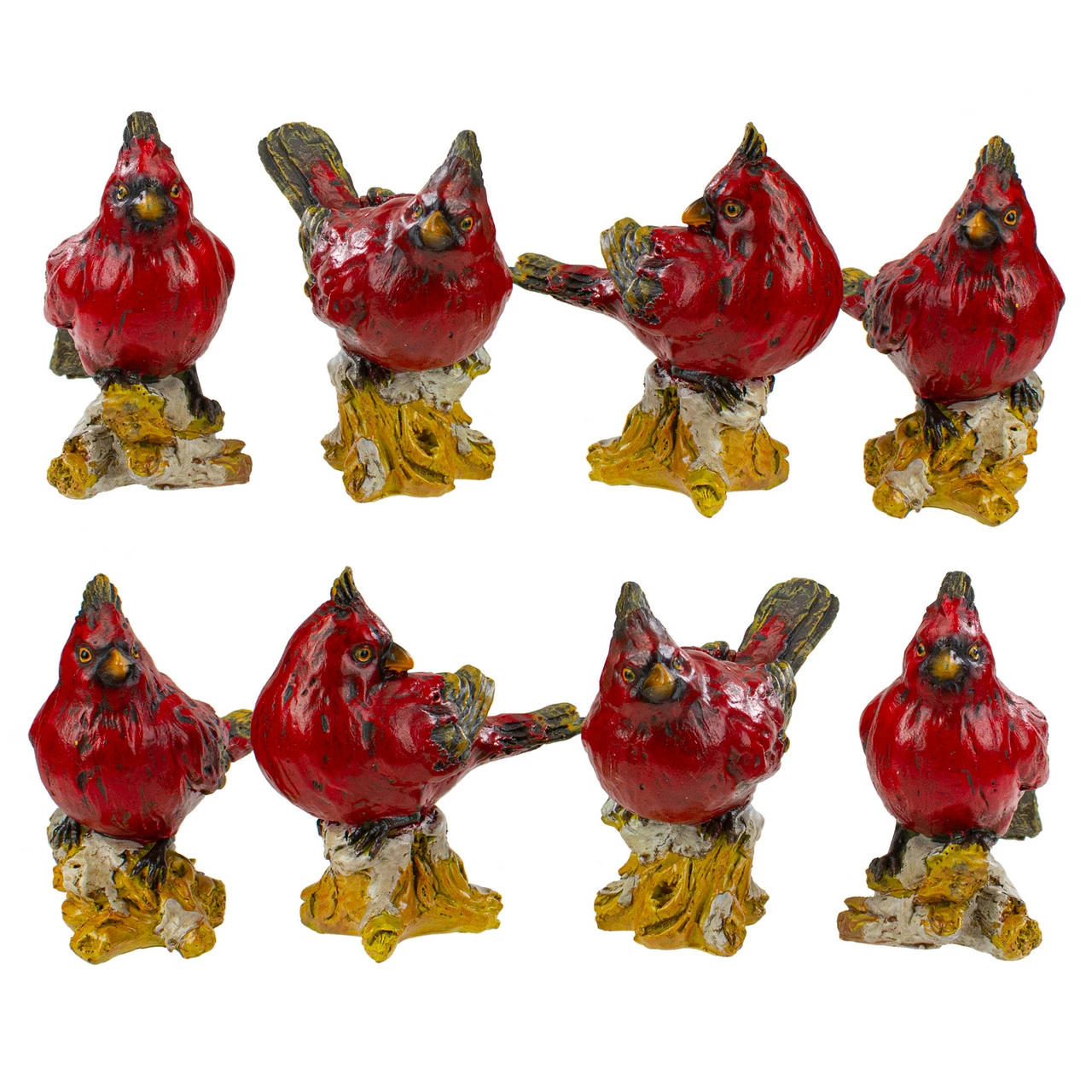 Northlight Set Of 8 Red Cardinal Bird Christmas Figures 4.5" - Image 2