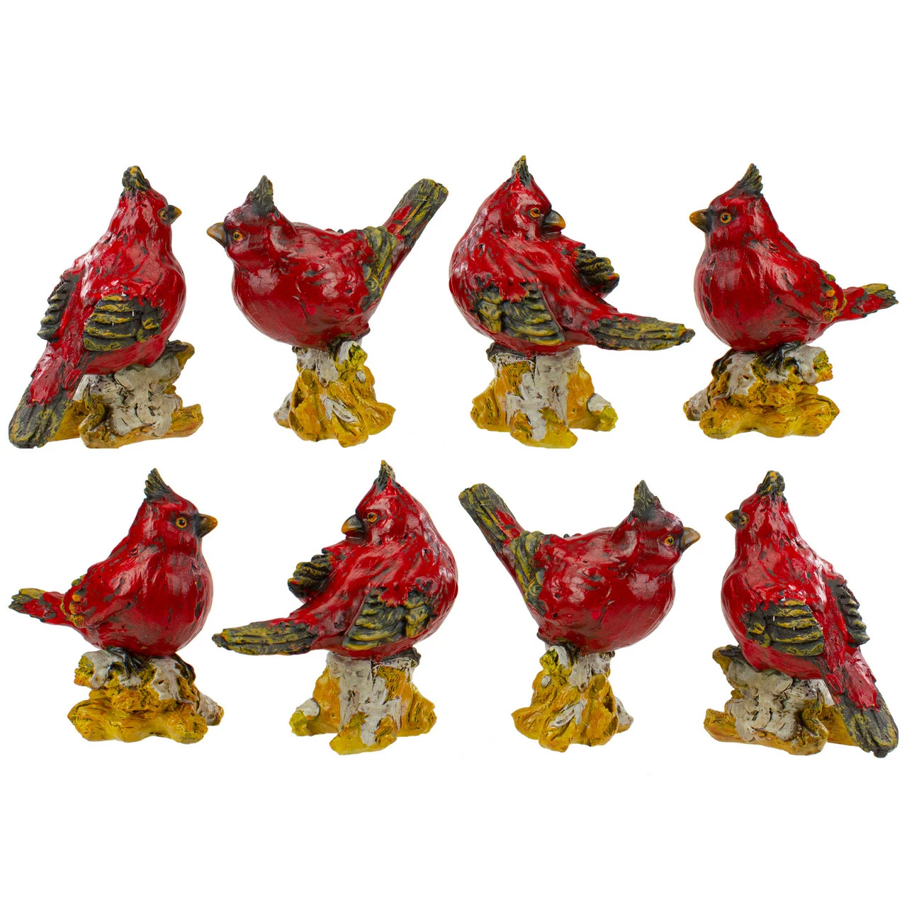 Northlight Set Of 8 Red Cardinal Bird Christmas Figures 4.5" - Image 3