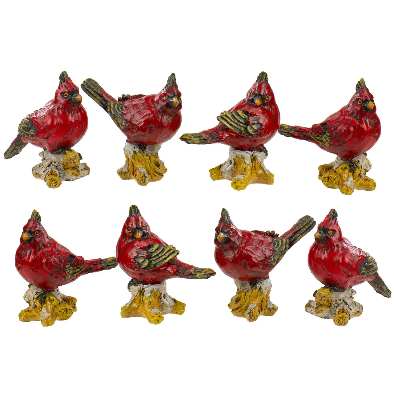 Northlight Set Of 8 Red Cardinal Bird Christmas Figures 4.5"