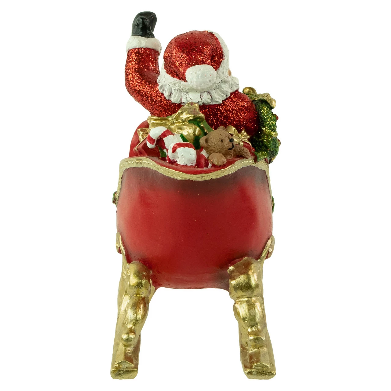 Northlight 9.5" Red And Gold Waving Santa Sitting In A Sleigh Christmas Decoration - Image 4