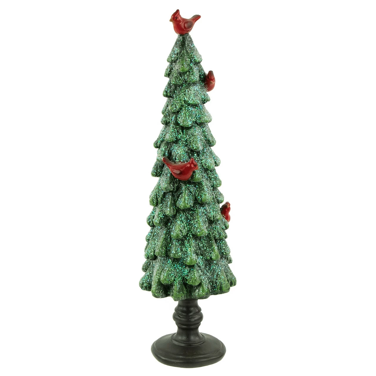 Northlight 11" Green Glittered Tree With Red Cardinals Christmas Decoration - Image 2