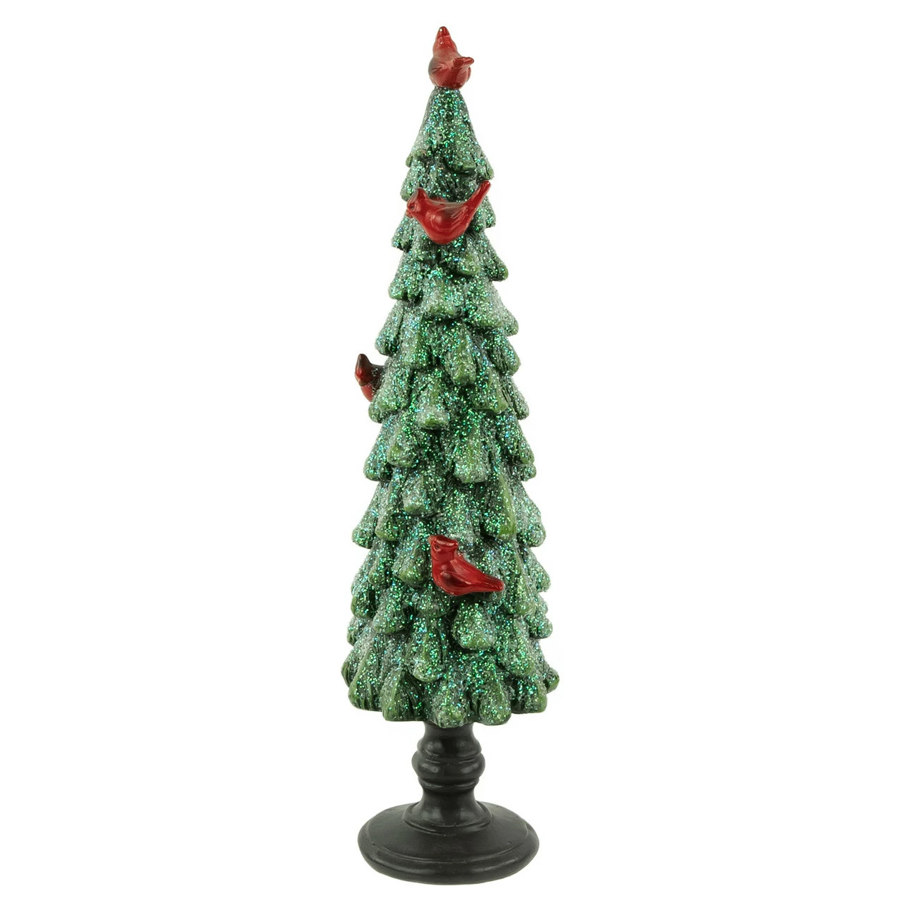 Northlight 11" Green Glittered Tree With Red Cardinals Christmas Decoration - Image 4