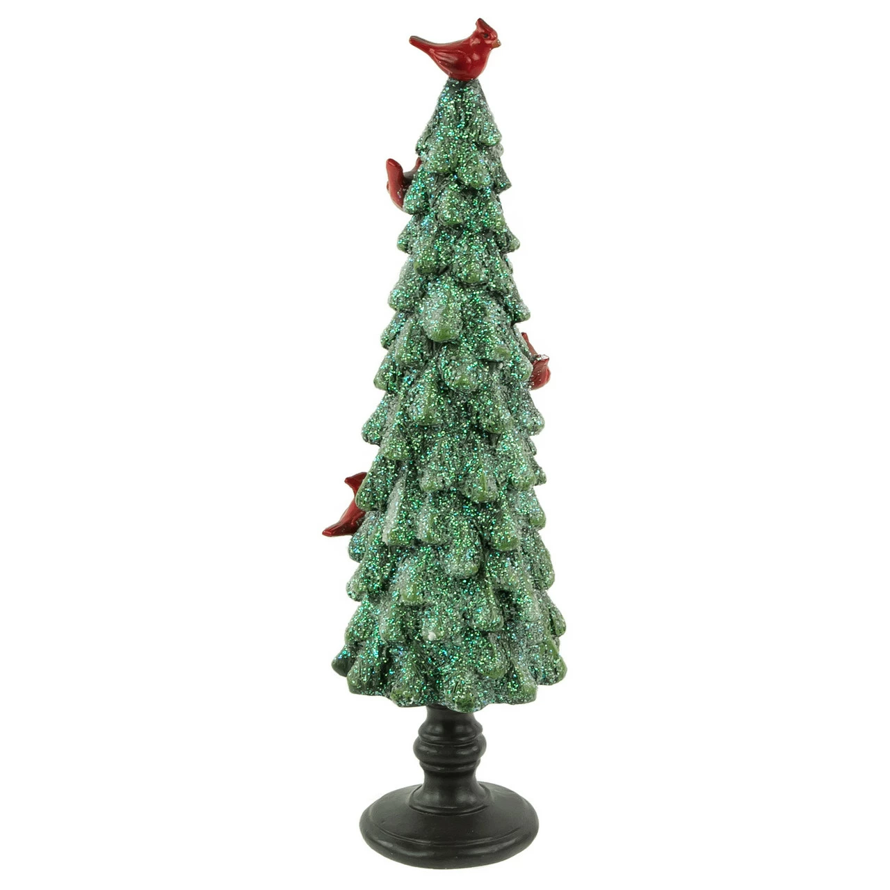 Northlight 11" Green Glittered Tree With Red Cardinals Christmas Decoration - Image 5
