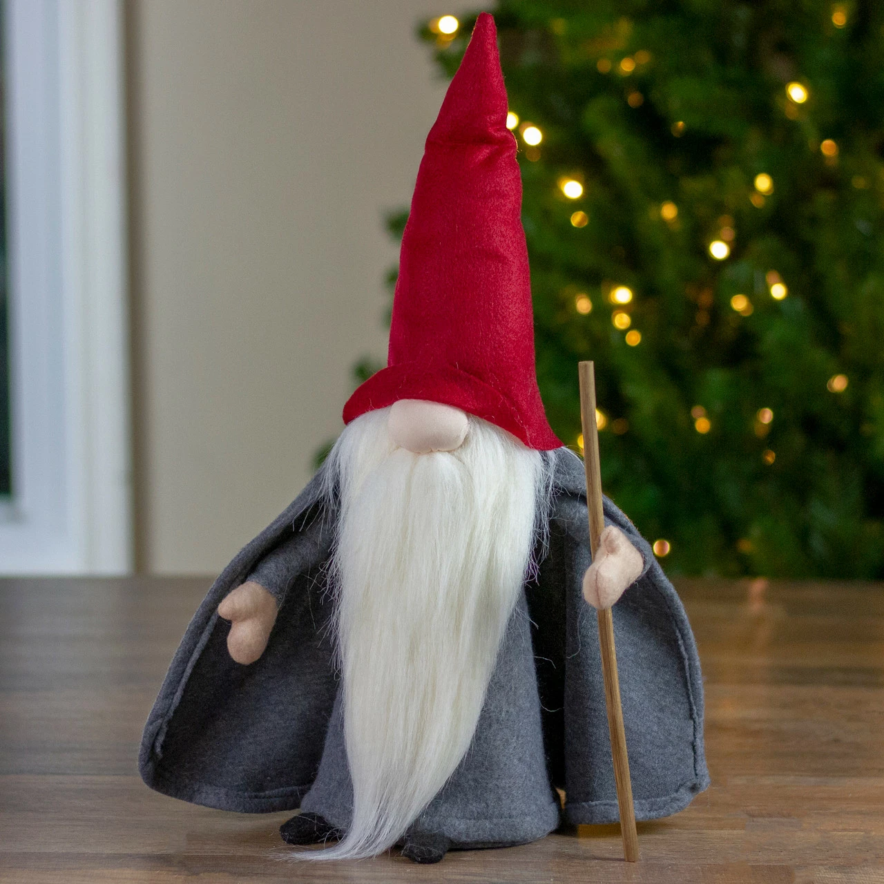 Northlight 18" Gray And Red Standing Big Nose Gnome Holding A Stick 5 Northlight 18" Gray And Red Standing Big Nose Gnome Holding A Stick - Image 5