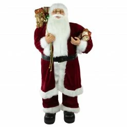 Northlight 48" Red And White Standing Santa With Presents And Gift Bag
