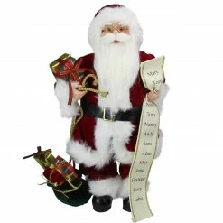 Northlight 16" Red Traditional Standing Santa Claus Christmas Figure With Naughty Or Nice List