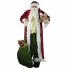 Northlight 72" Plush Santa Claus With Teddy Bear And Gift Bag Christmas Figure