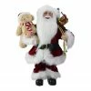 Northlight 12" Traditional Santa Claus Christmas Figure With Teddy Bear And Gift Bag