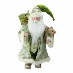 Northlight 16" St Patrick's Irish Santa Claus With Teddy Bear And Gift Bag Christmas Figure