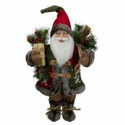 Northlight 16" Country Santa Claus With Snowflake Jacket Standing Christmas Figure