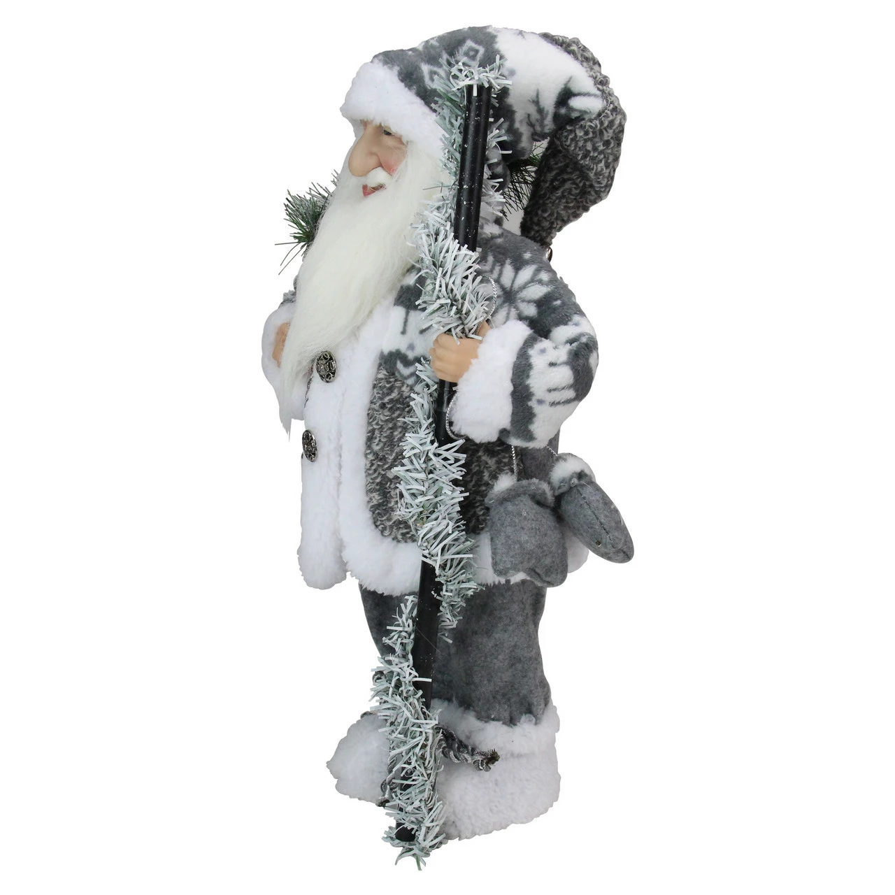 Northlight 16" Gray And White Country Santa Claus Christmas Figure - Image 4