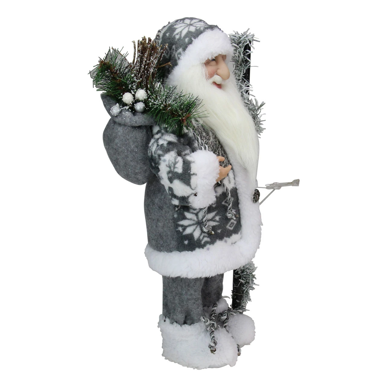 Northlight 16" Gray And White Country Santa Claus Christmas Figure - Image 3