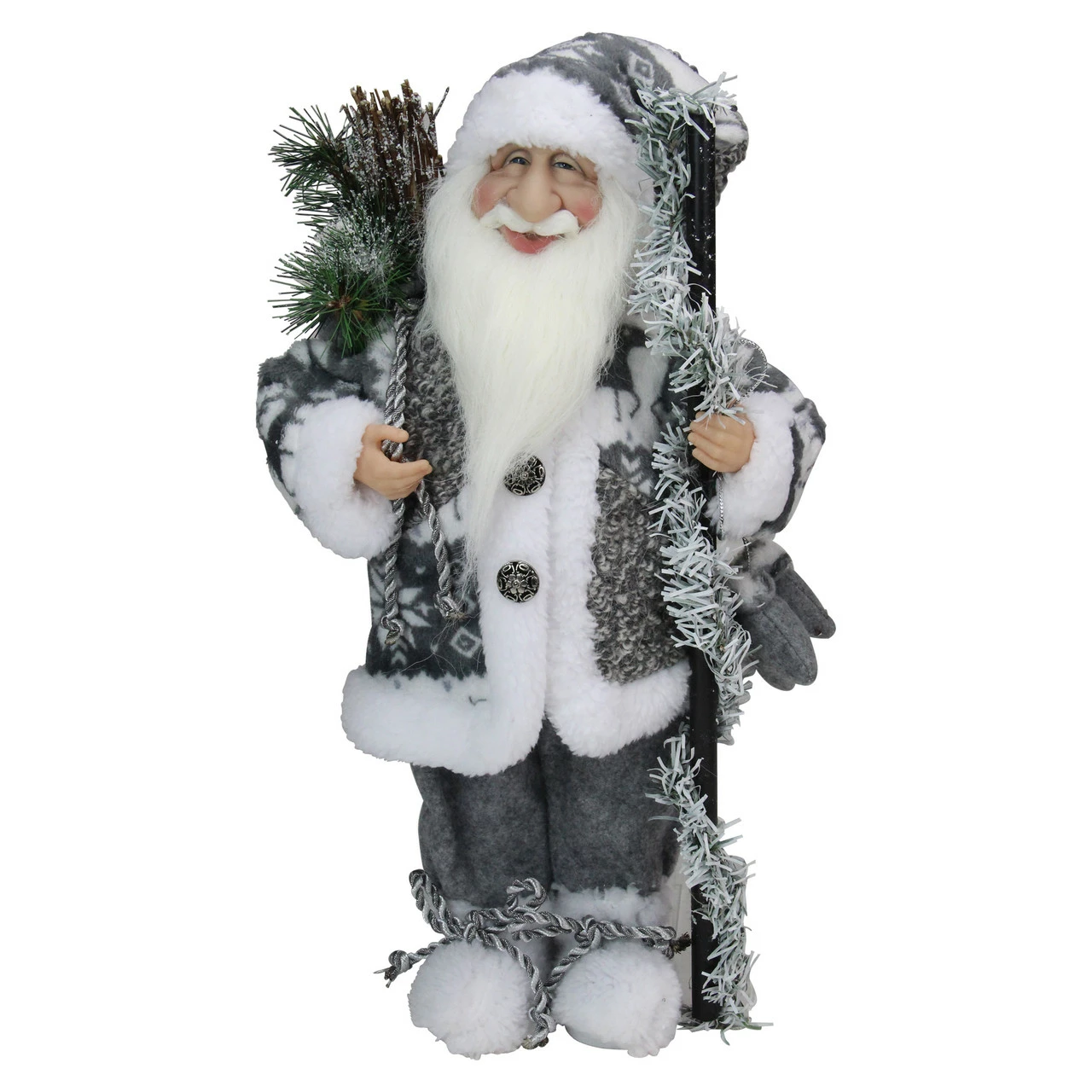 Northlight 16" Gray And White Country Santa Claus Christmas Figure