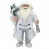 Northlight 24" White Silver Santa Claus With Lantern Christmas Figure