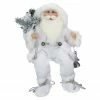 Northlight 16" White Frost Sitting Santa Claus Christmas Figure With Lantern
