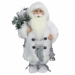 Northlight 16" White Frost Standing Santa Claus Christmas Figurine With Lantern