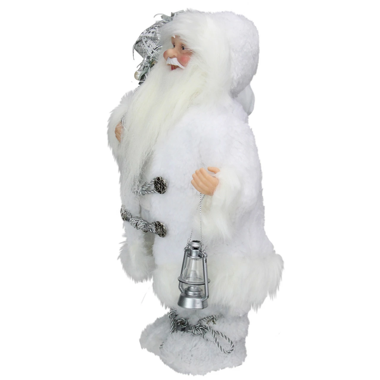 Northlight 12" White Standing Santa Claus Christmas Figure With Lantern - Image 2