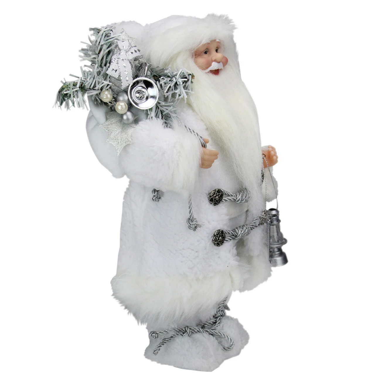 Northlight 12" White Standing Santa Claus Christmas Figure With Lantern - Image 4