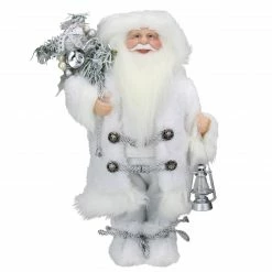 Northlight 12" White Standing Santa Claus Christmas Figure With Lantern