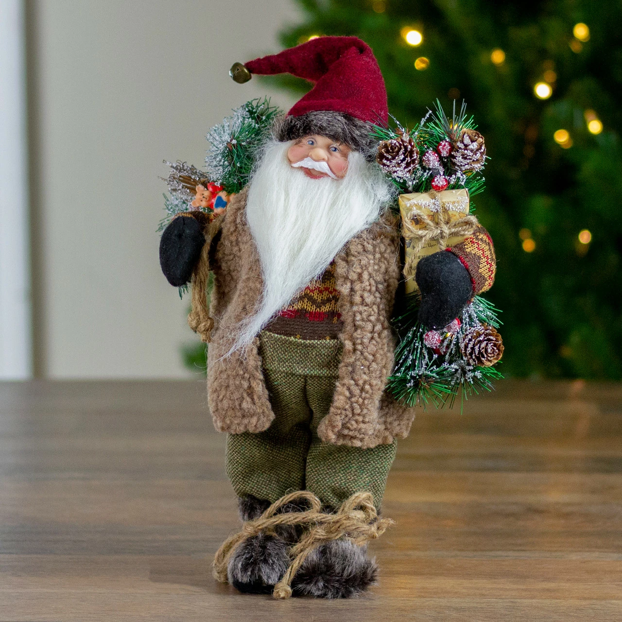 Northlight 12" Country Santa Claus With Gift Christmas Figure - Image 2