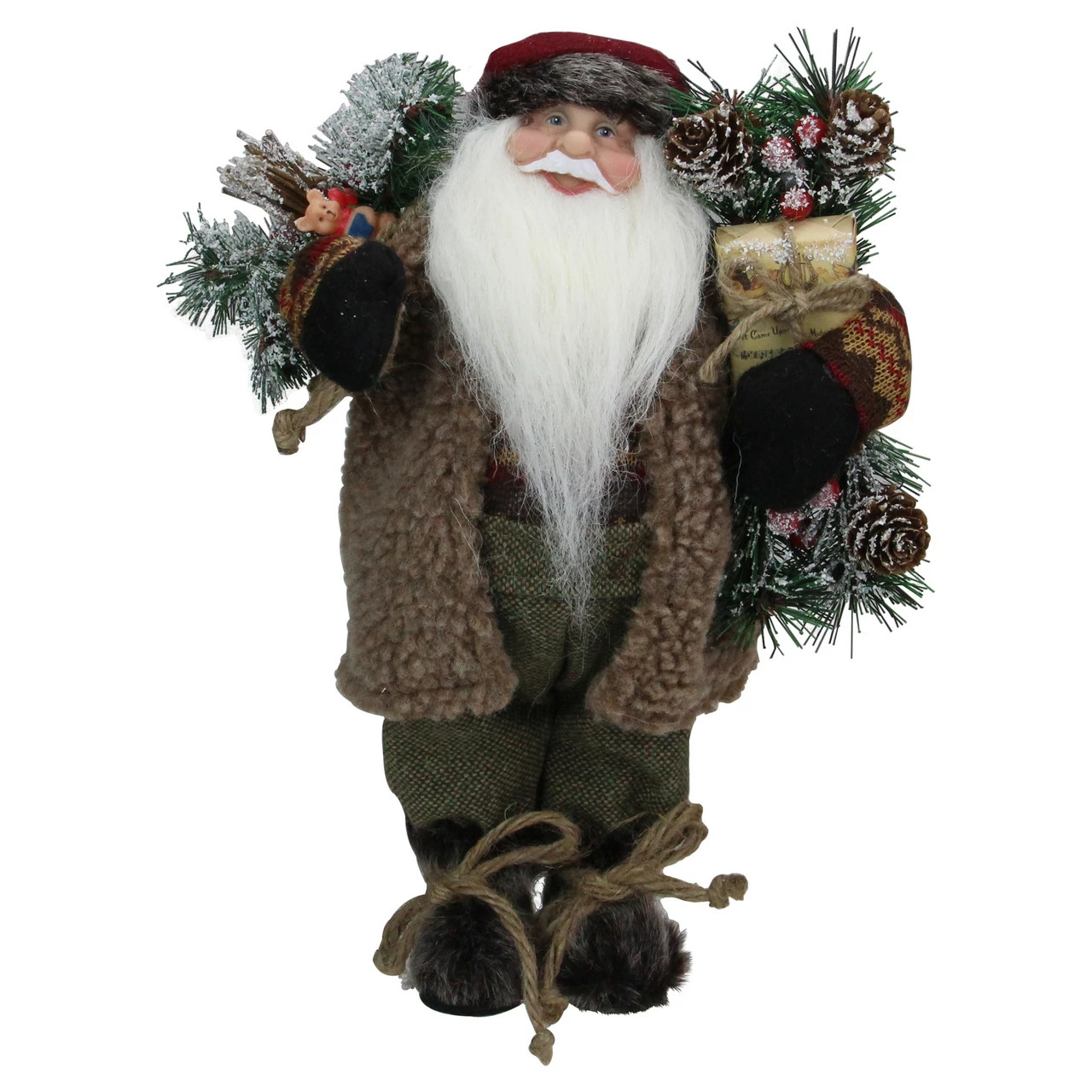 Northlight 12" Country Santa Claus With Gift Christmas Figure