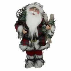 Northlight 16" Alpine Chic Standing Santa Claus With Snowshoes And Skis Christmas Figure