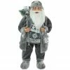 Northlight 24" Gray And White Santa Claus With Lantern Christmas Figure