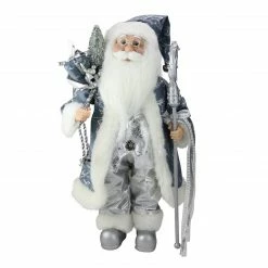 Northlight 16" Ice Palace Santa Claus With Staff And Bag Christmas Figure