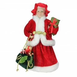 Northlight 12" Mrs Claus With Present And Gift Bag Christmas Figure