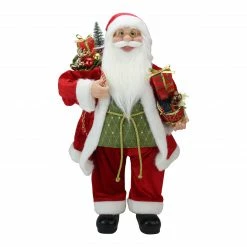Northlight 24" Red And White Santa Claus With Presents And Drum Christmas Figure