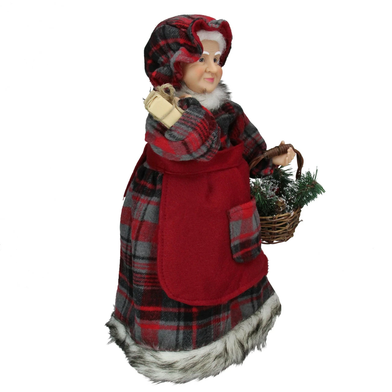 Northlight 16" Country Mrs Claus With Basket And Gift Christmas Figure - Image 3