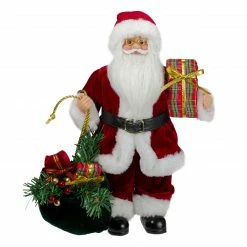 Northlight 12" Santa Claus Holding Gift Bag And Presents Christmas Figure