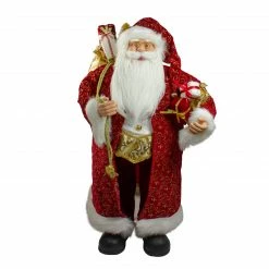 Northlight 32" Red And Gold Santa Claus With Gifts Christmas Figure
