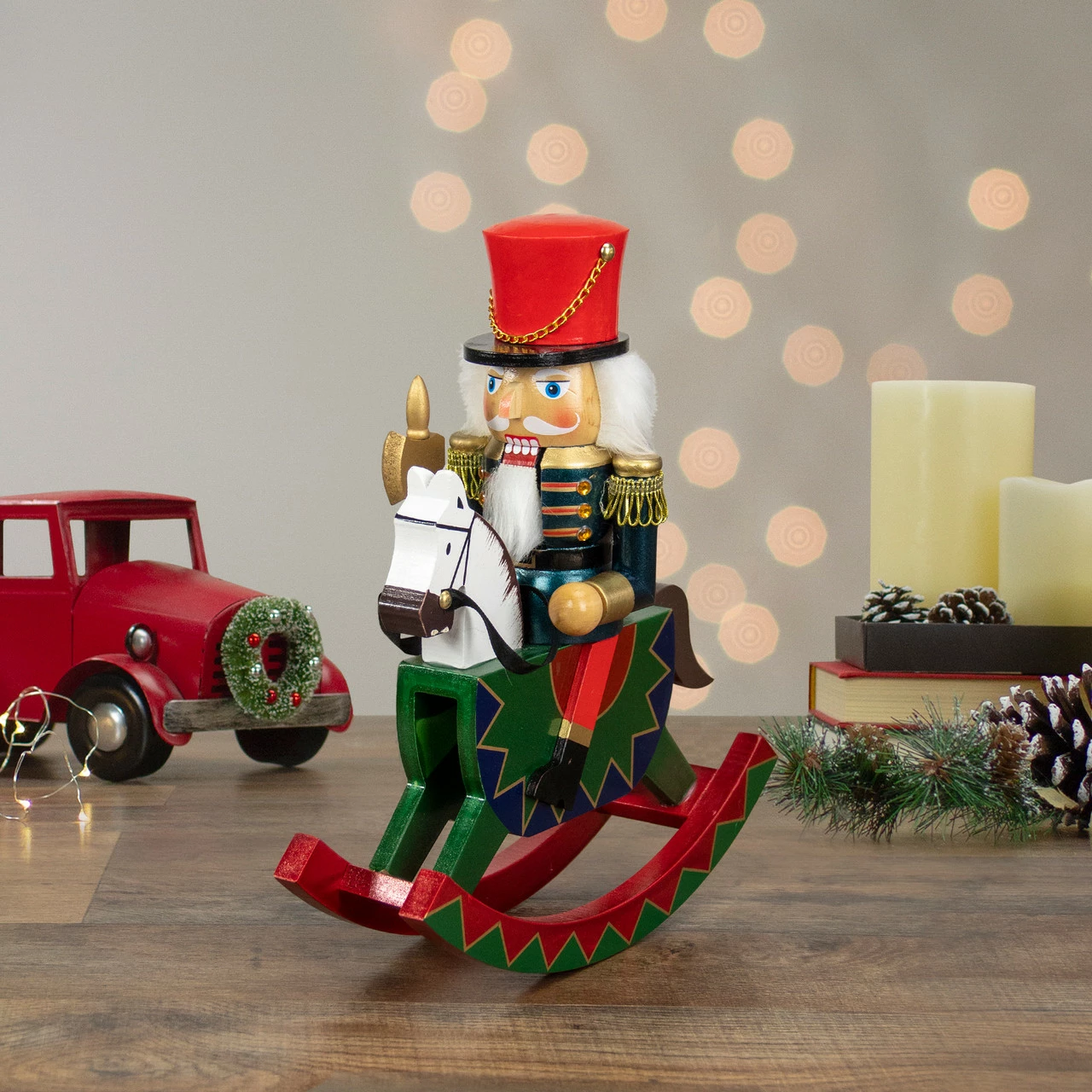 Northlight 11.5 Red And Blue Christmas Nutcracker Soldier On Rocking Horse - Image 2
