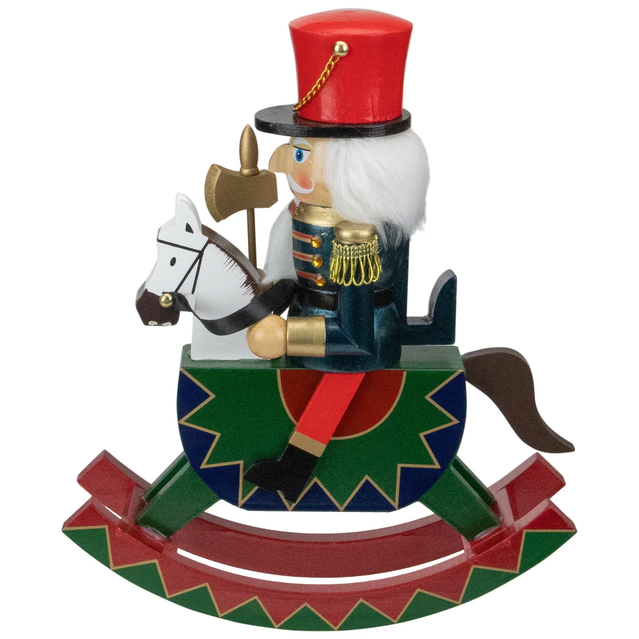 Northlight 11.5 Red And Blue Christmas Nutcracker Soldier On Rocking Horse - Image 4