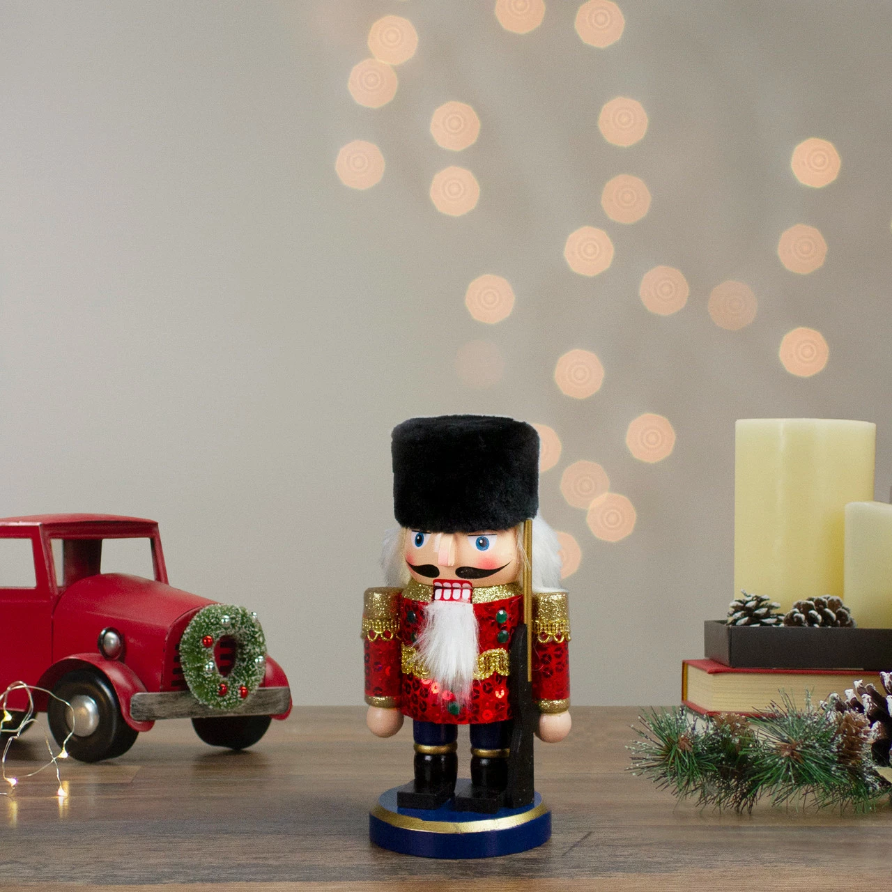 Northlight 7.25" Red And Blue Chubby Wooden Christmas Nutcracker Soldier With Rifle 2 Northlight 7.25" Red And Blue Chubby Wooden Christmas Nutcracker Soldier With Rifle - Image 2